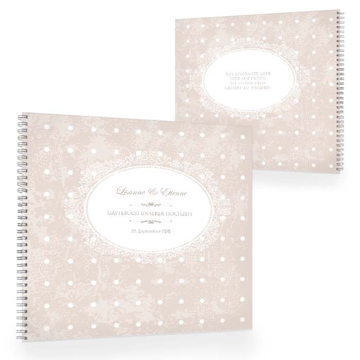 Romantisches rosa Gästebuch zur Hochzeit mit weißen Punkten